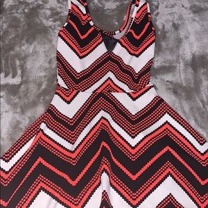 A cute white black and peach dress.